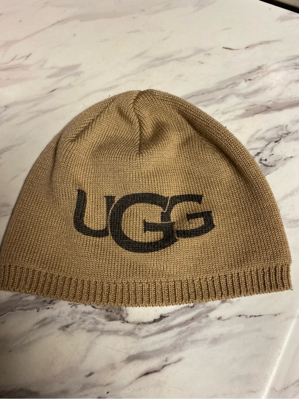 UGG Tan Baby Logo Knit Beanie